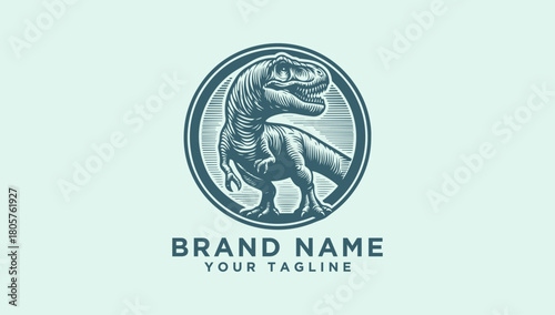 Impressive Tyrannosaurus Rex vector logo design, a powerful prehistoric dinosaur illustration for strong brand identity and dynamic business emblem