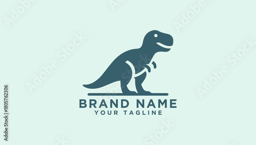 A cute and friendly Tyrannosaurus Rex dinosaur character, a simple and modern vector logo template illustration