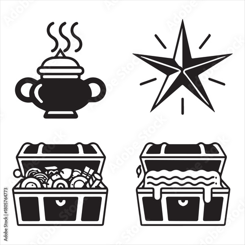 Steaming pot star treasure chests food