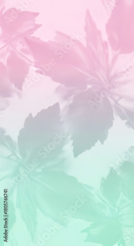 Softly focused foliage merges with a delicate gradient of pink and green tones