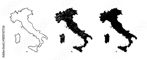 Italy map hand drawn Sketch Scribble background vector, Italy freehand Sketch map, vintage hand drawn map.