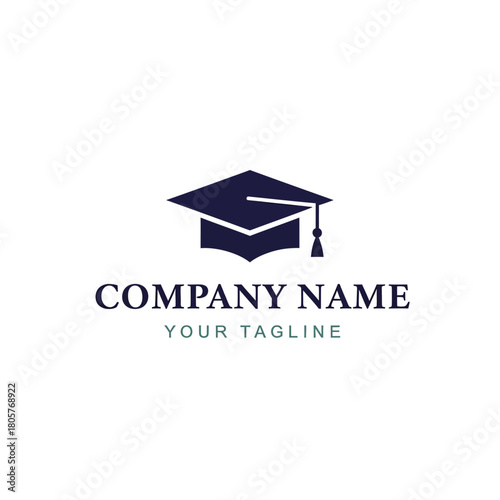 A minimalist logo design featuring a graduation cap, suitable for educational institutions or related businesses.