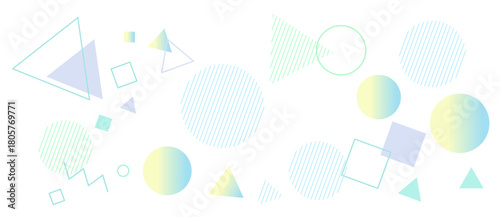 爽やかな幾何学模様の背景イラスト　ジオメトリック　グラデーション　メンフィス