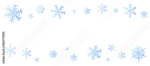 グラデーションの雪の結晶のフレームイラスト　パターン　背景イラスト　ベクター素材