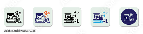 Bulldozer Icon Multi Style Vector Illustration