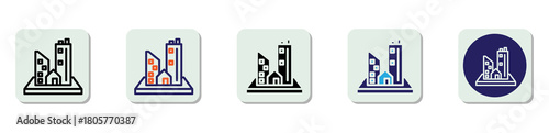 Building Icon Multi Style Vector Illustration