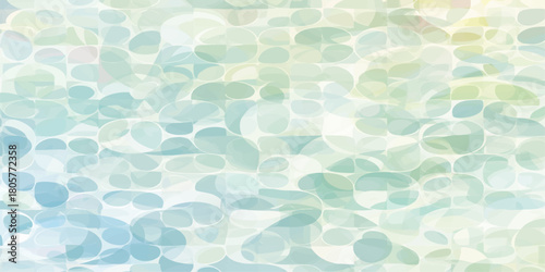 Soft Pastel Abstract Watercolor Bokeh with Overlapping Translucent Aqua Mint and Lemon Circles on Dreamy Background