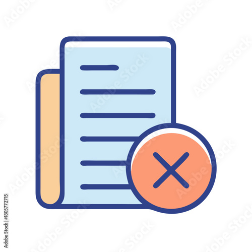 File removal icon; document deletion process or error concept