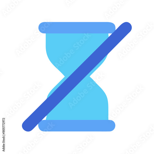 Hourglass with cancellation mark in flat style representation