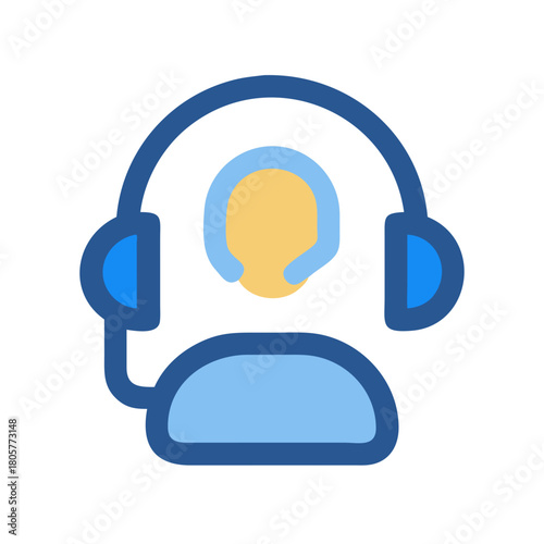 Customer service support icon with headset on black background