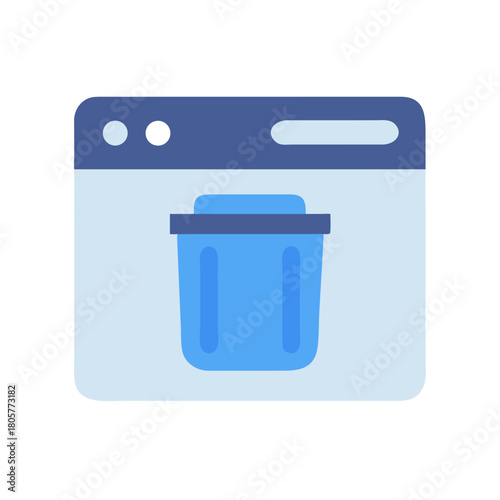 Browser window with delete bin for website maintenance