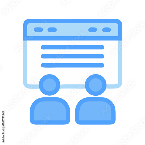 Online meeting icon depicting virtual collaboration with two people