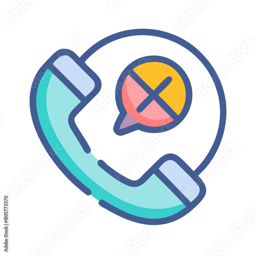 Abstract phone icon with cross mark for silence mode