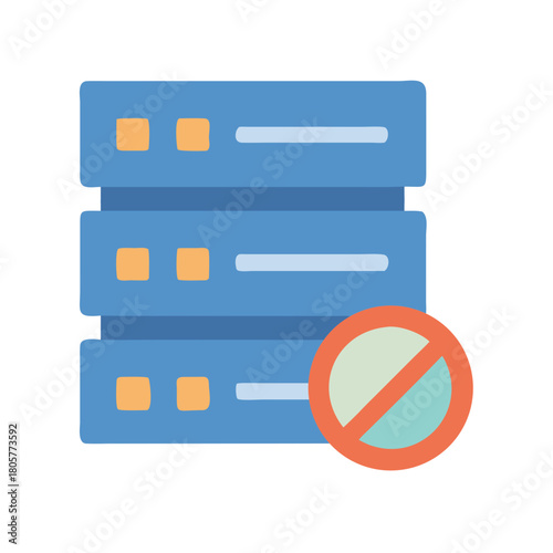 Database server denied access flat vector illustration isolated