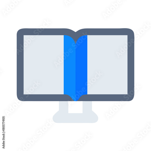 Digital book icon resembling computer screen with central bookmark
