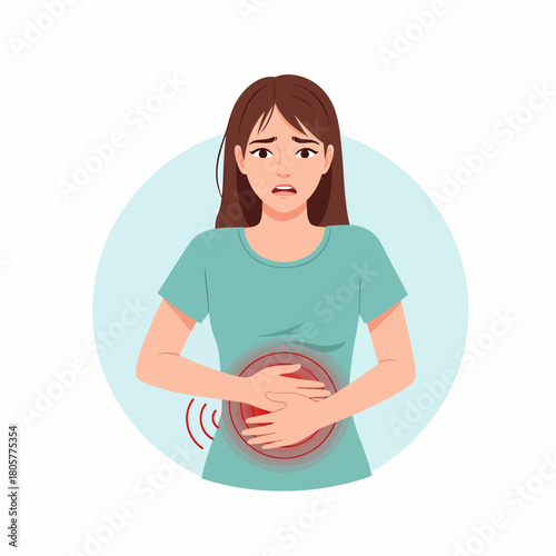 Woman Suffering from Abdominal Pain or Stomach Ache