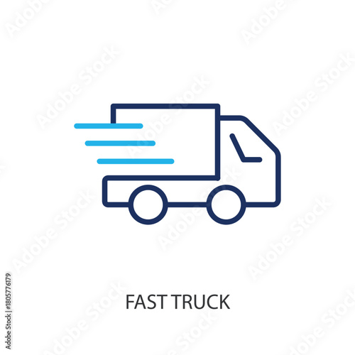  Fast truck thin line icons. Original vector illustration.