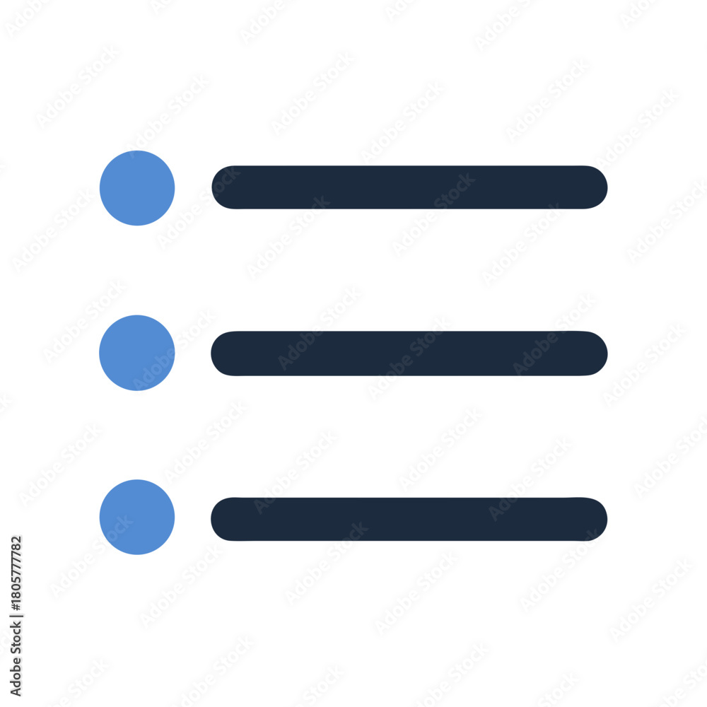 Obraz premium Clean list icon showing three items in a menu