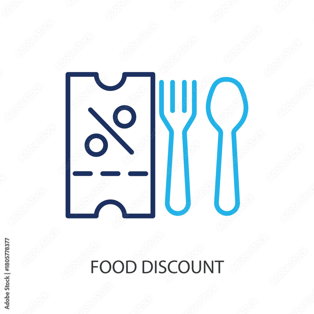 Fototapeta premium Food discount thin line icons. Original vector illustration.