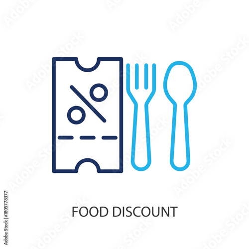  Food discount thin line icons. Original vector illustration.