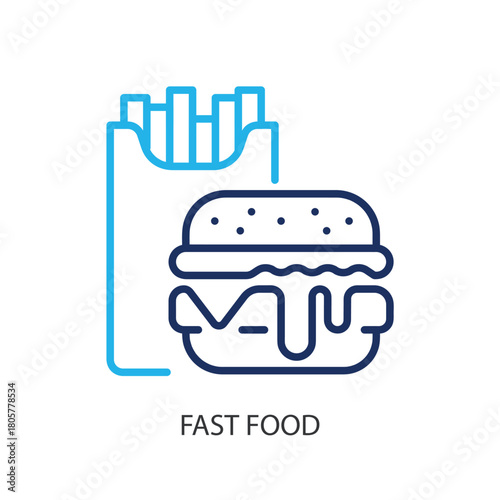  Fast food thin line icons. Original vector illustration.