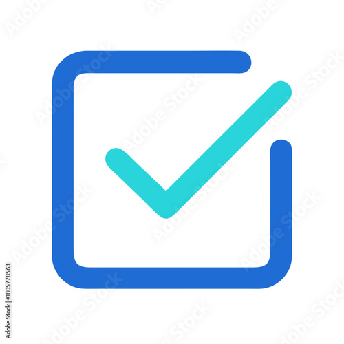 Blue check mark icon illustration on black background