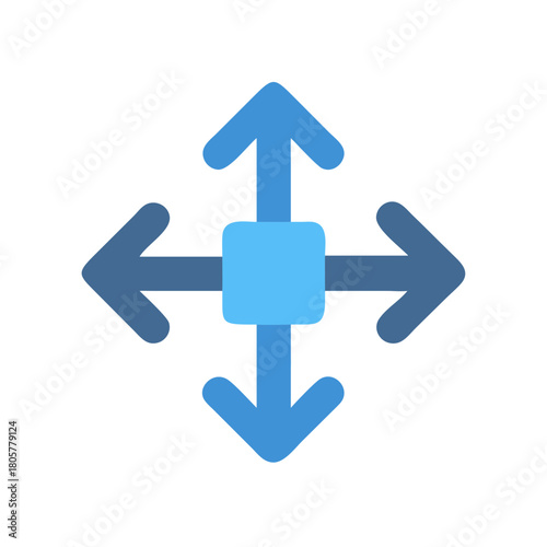 Blue arrows pointing in four directions on black background
