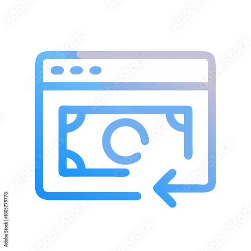 Online cash back concept with money and arrow symbol