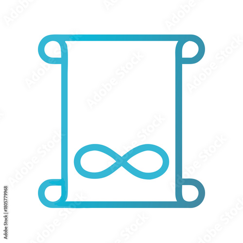 Blue gradient scroll with infinity symbol over black background