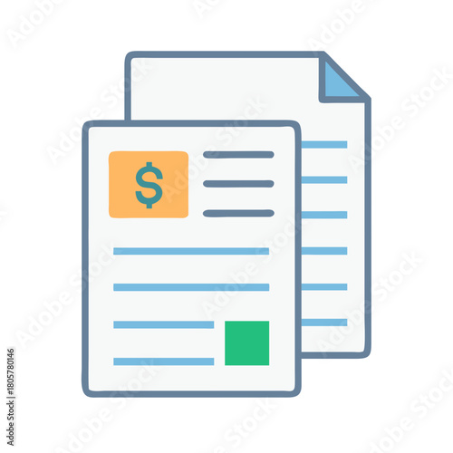 Financial documents illustrating business accounting and budgeting processes