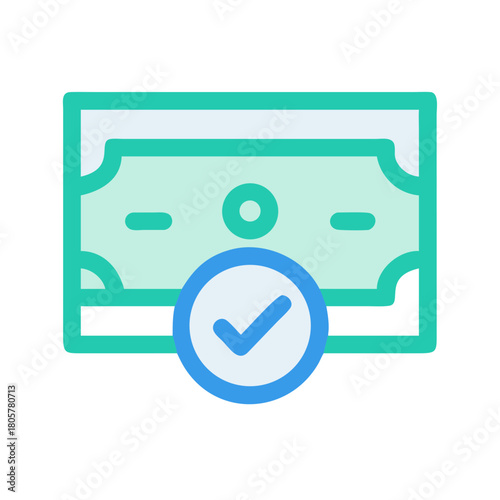 Approved payment icon with money bill flat design