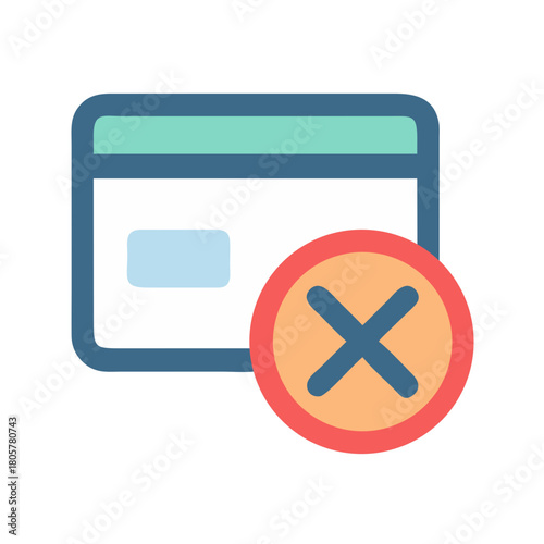 Website cancel icon showing error page on black background