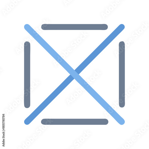 Graphic icon showing a box with an X over it