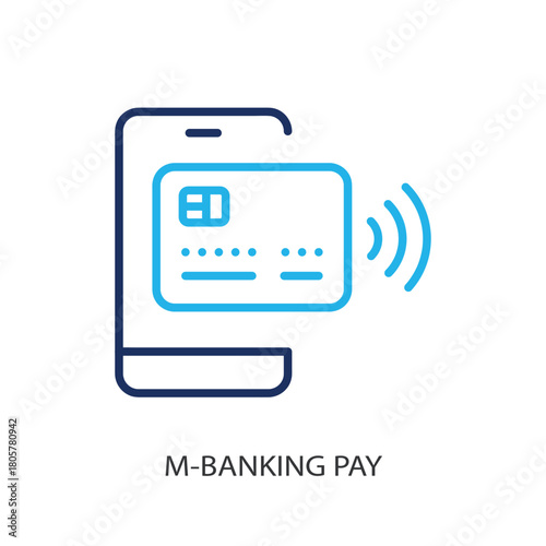  M-banking pay thin line icons. Original vector illustration.