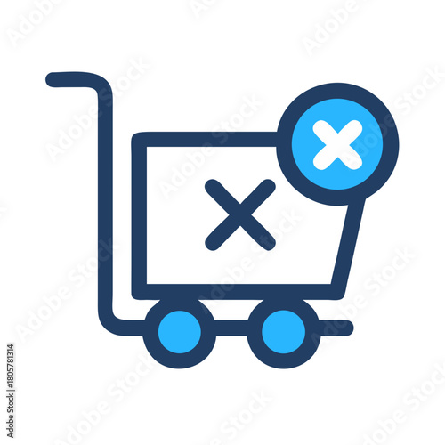 Shopping cart with cross icon: removal and cancellation concept