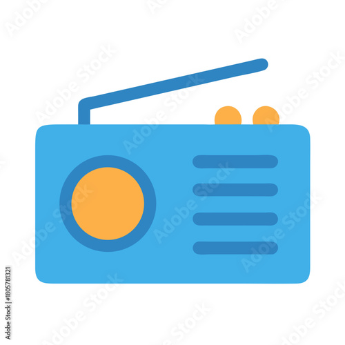 Retro blue radio vector illustration with orange details