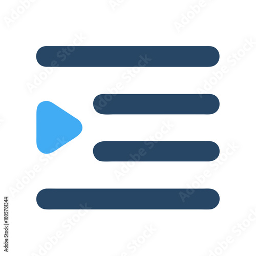 Play icon adjacent to four parallel horizontal lines