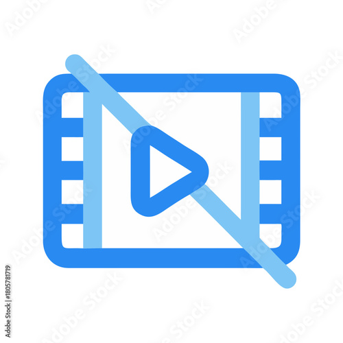 Blocked video content icon with cross and play button