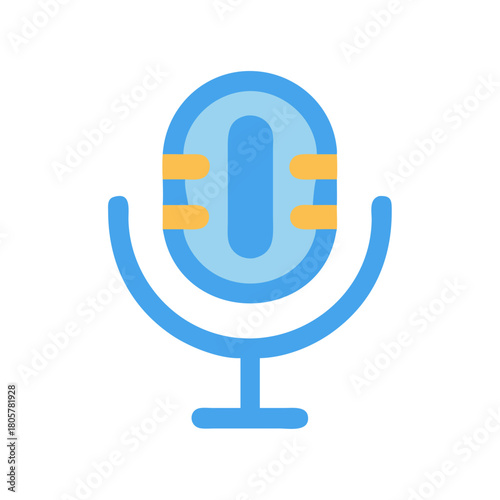 Simple blue microphone design against black background illustration design