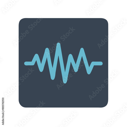Stylized heartbeat symbol on gray square, black background