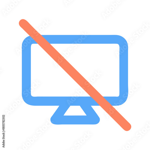 Screen icon with cancellation symbol indicating system outage