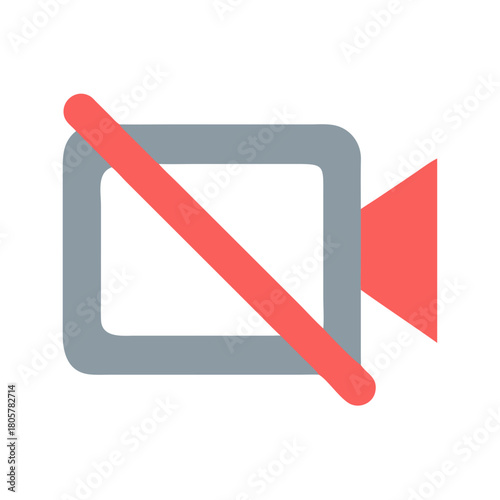Video Camera Icon with Muted Symbol on Black Background
