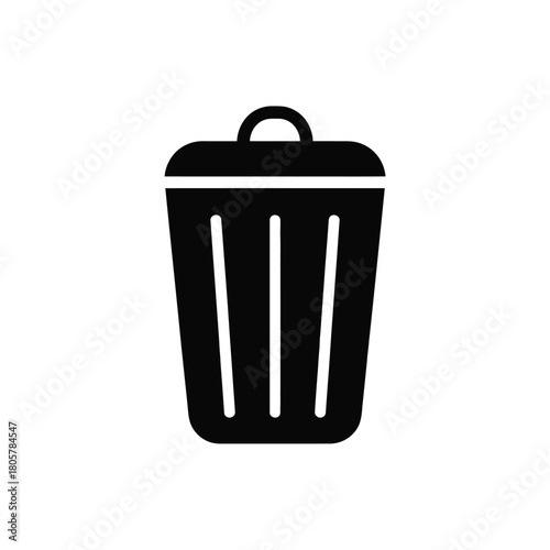 Simple black silhouette of a trash can icon