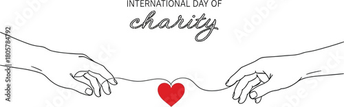 Celebrate International Day of Charity with compassion and kindness, two hands connecting with a heart, a symbol of love and giving back to the community