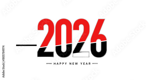 Celebrate the New Year 2026 with a bold, modern design perfect for festive greetings and promotional materials, wishing joy and prosperity for all