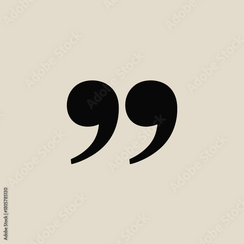 Simple black quotation marks on a neutral background