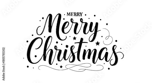 Elegant Merry Christmas calligraphy for festive holiday greetings and seasonal designs, adding a touch of classic charm to your Christmas promotions