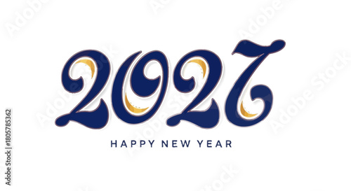 Stylish 2027 New Year Graphic with Festive Flair for Holiday Greetings and Celebratory Designs, Perfect for Invitations and Social Media Campaigns