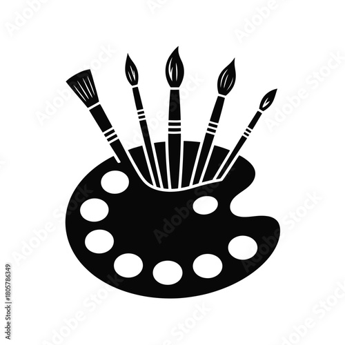 Artist s palette and brushes silhouette