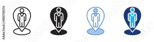 Position icon set multiple style collection